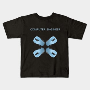 Computer engineer text and mouse image Kids T-Shirt